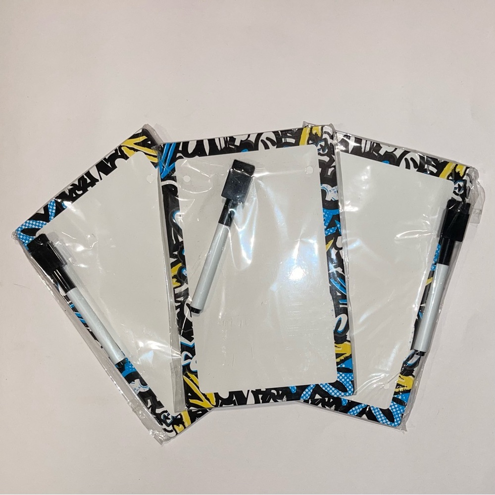 Staples Set of 3 Black & Yellow Dry Erase Boards. 8.5” x 5.5”
